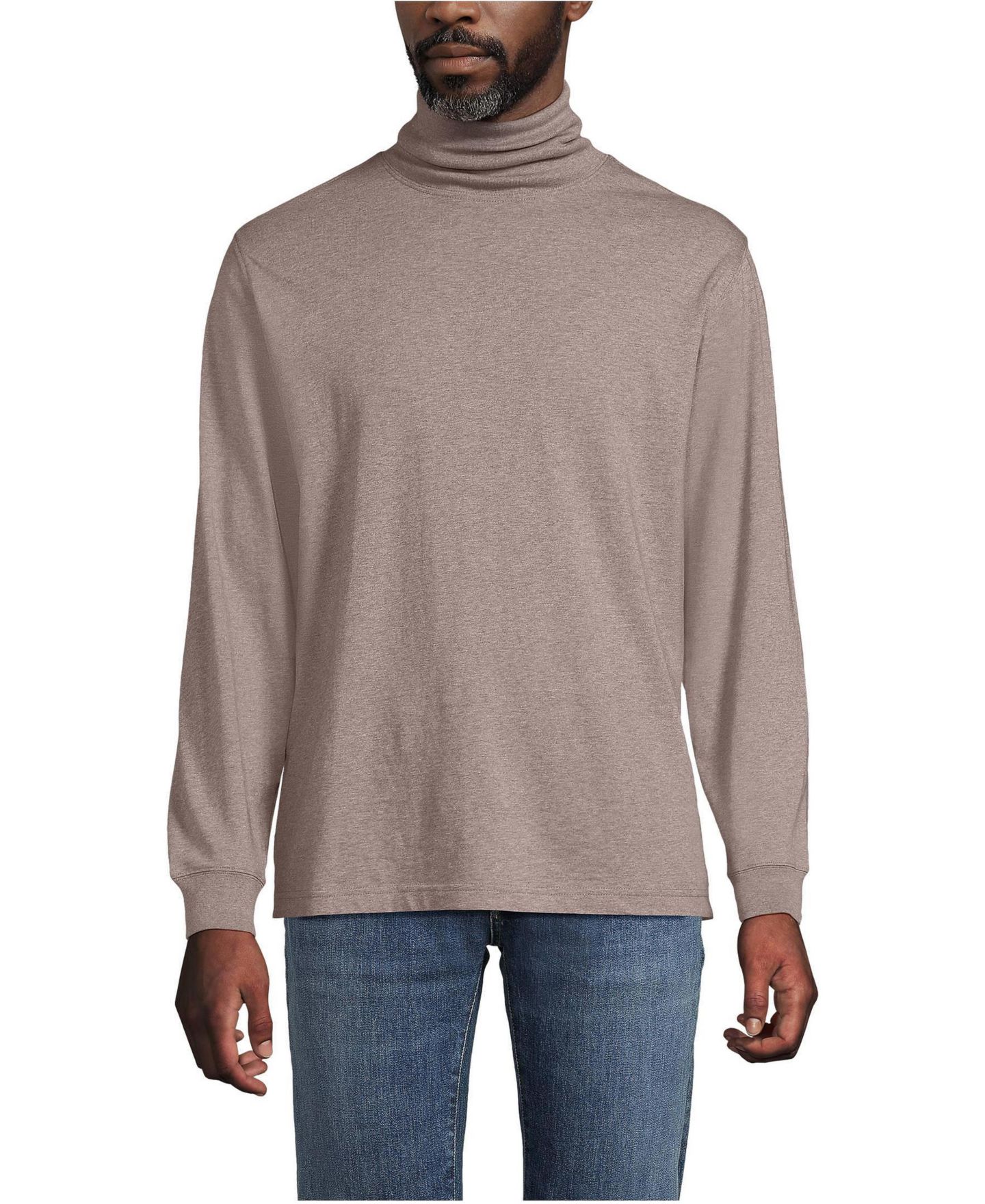 Мужская футболка Lands' End Super-T Turtleneck, цвет: Светлый меланжевый — фото 1