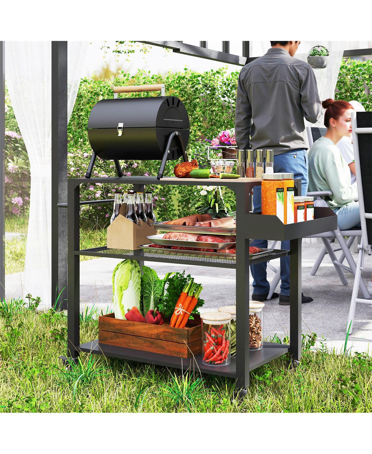 Slickblue Outdoor Grill Cart with Storage and Prep Space for Bbq