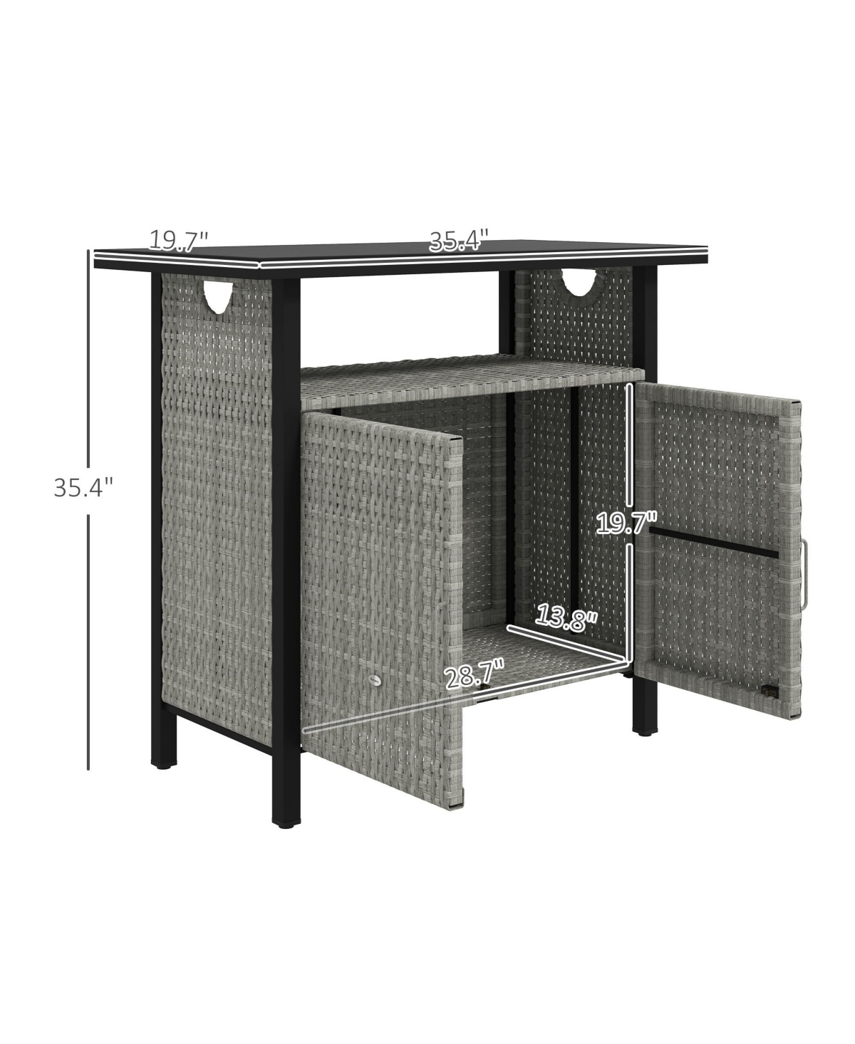 Outsunny Outdoor Pool Towel Storage Cabinet Organizer with Shelf Mixed