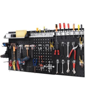 Wall-Mounted Pegboard Kit with 3 Pegboards for Garage Workshop-Black