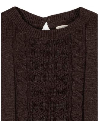 Toddler Girls Organic Flutter Sleeve Cable Sweater Dress