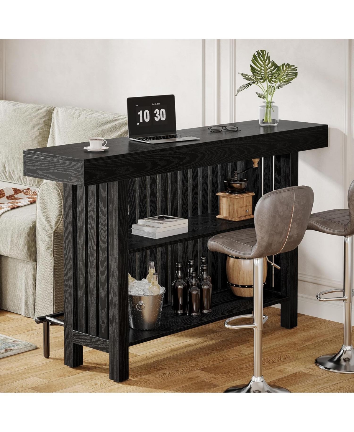 Tribesigns Kitchen Island with 2-Tier Storage, 63-Inch Modern Cart Footrest,Modern Table