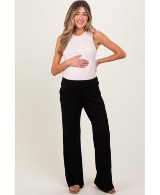Maternity Black Basic Wide Leg Pocketed Pants