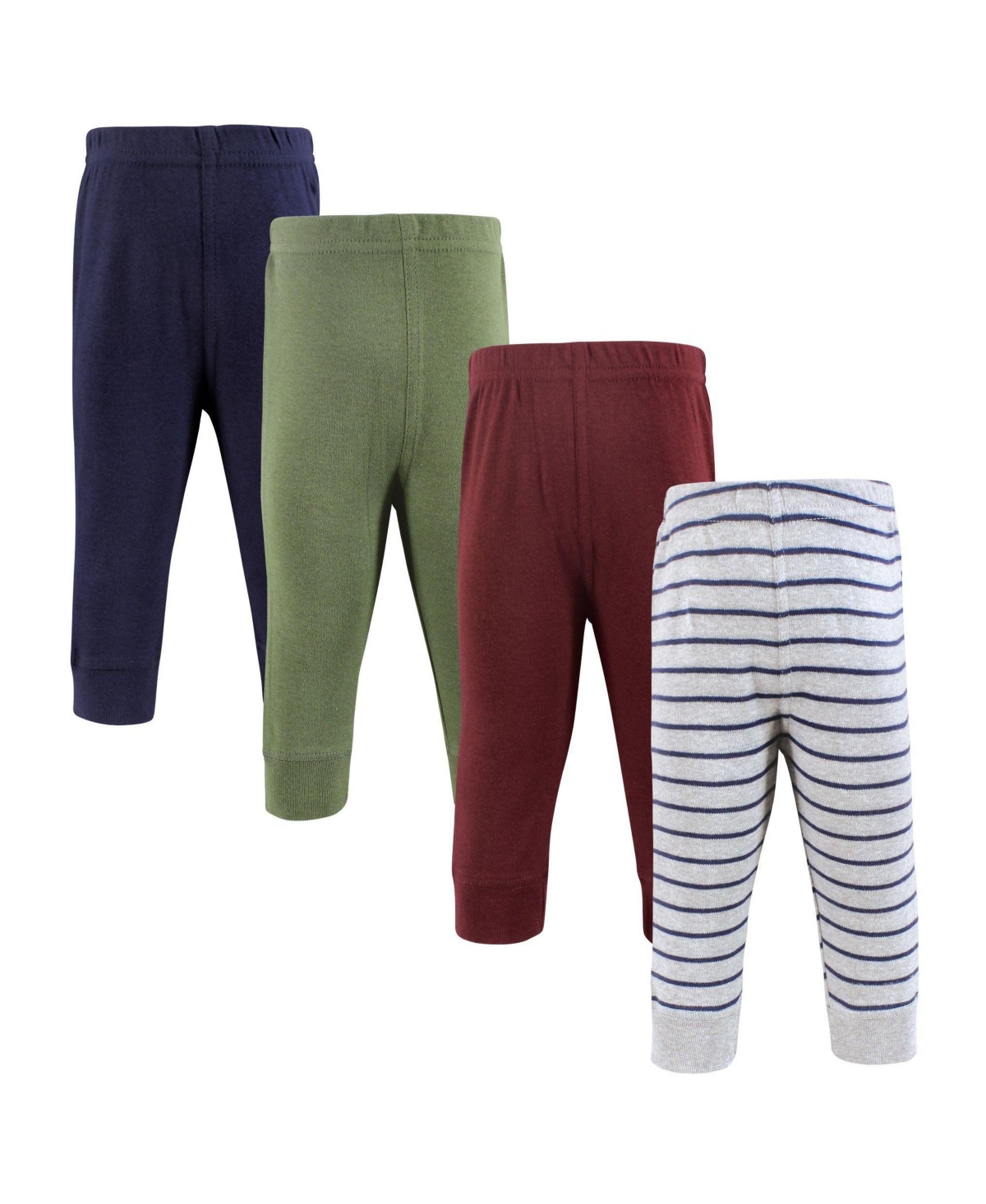 Hudson Baby Toddler Boys Cotton Pants and Leggings, Stripe Burgundy Olive