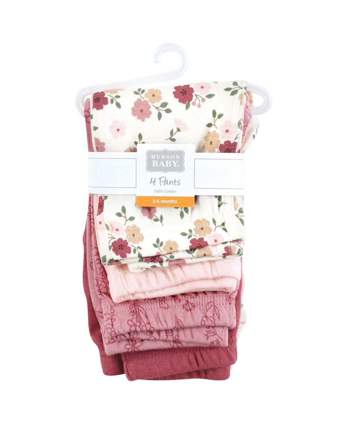 Hudson Baby Toddler Girls Cotton Pants and Leggings, Mauve Floral Love