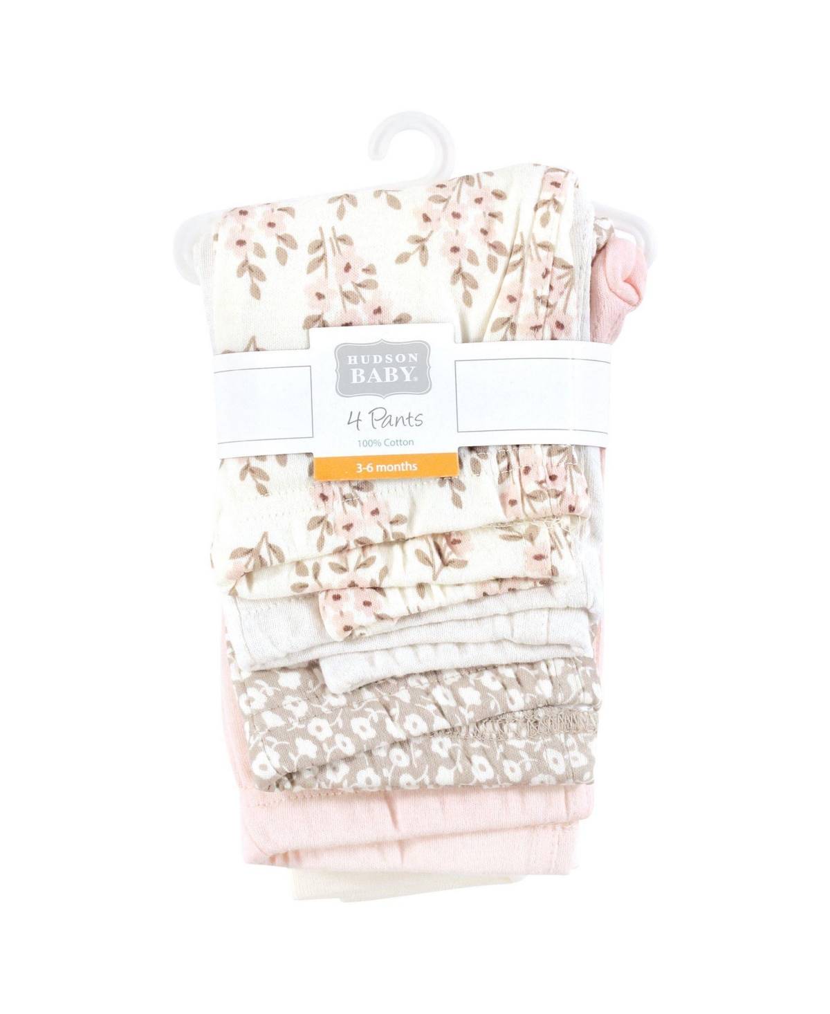 Hudson Baby Toddler Girls Cotton Pants and Leggings, Pink Taupe Florals