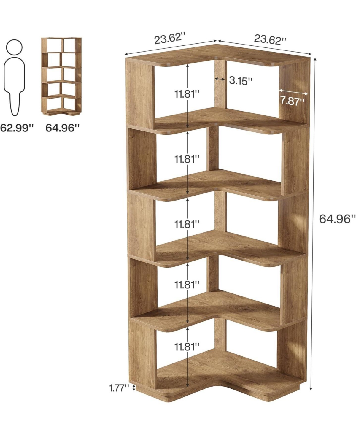 Tribesigns 6-Tier Corner Kitchen Pantry, 64.9-Inch Tall L-Shaped Storage Cabinet with Anti-Drop Panels