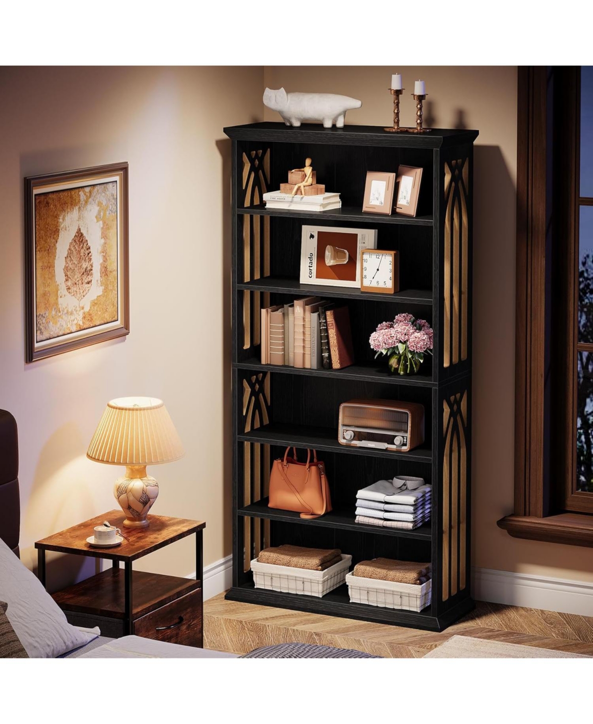 Tribesigns 6-Tier Kitchen Pantry, 75-Inch Tall Pantry Cabinet, Large Freestanding Storage Shelves, Wood Pantry Organizer