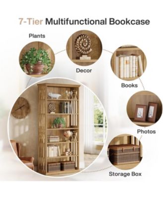 6-Tier Kitchen Pantry, 75-Inch Tall Pantry Cabinet, Large Freestanding Storage Shelves, Wood Pantry Organizer