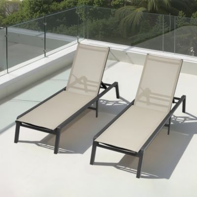Outdoor Lounge Chairs Set of 2 with Adjustable Recline