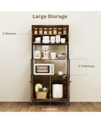 Baker's Rack, Bar Cabinet with Power Outlet,