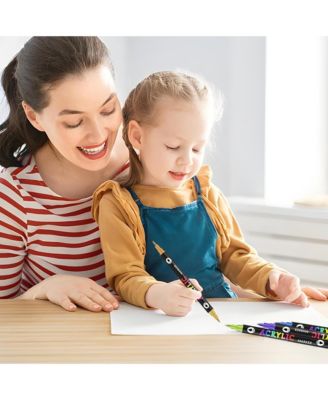 Double-Headed Two-Color Acrylic Marker Set, Soft Head Water-Based Opaque Painting Art Pen for Doodling, Drawing