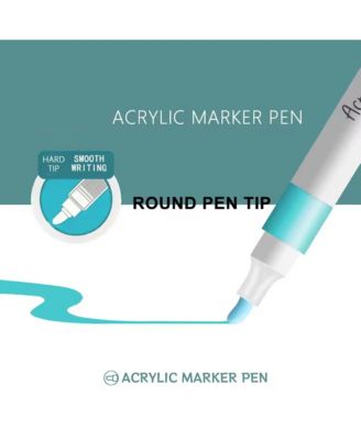 12 Colors Acrylic Markers Pens Set, Fine Tip Paint Pens, Permanent Coloring Markers