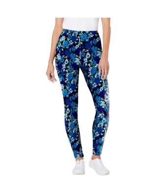 Plus Size Tall Stretch-Cotton Knit Pull-On Printed Leggings