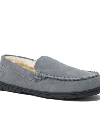 Men's Fuzzy Lined Suede Moccasin Slippers