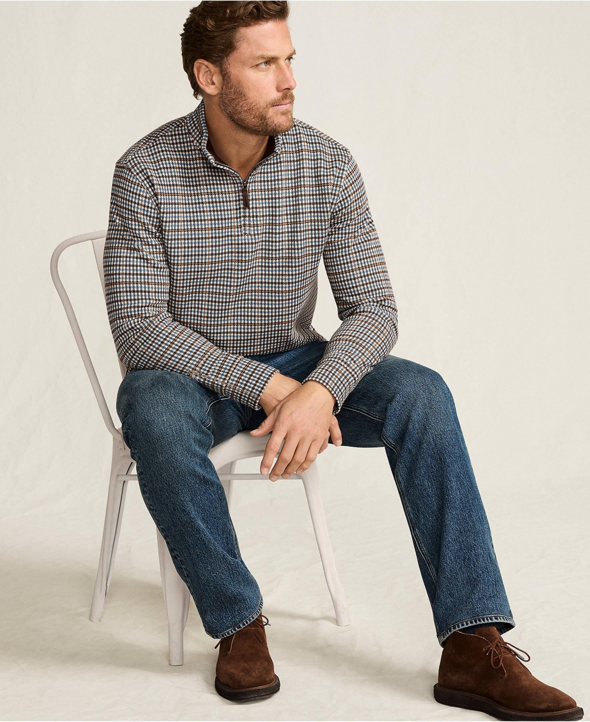 Lands' End Men's Bedford Rib Casual Quarter Zip Sweater