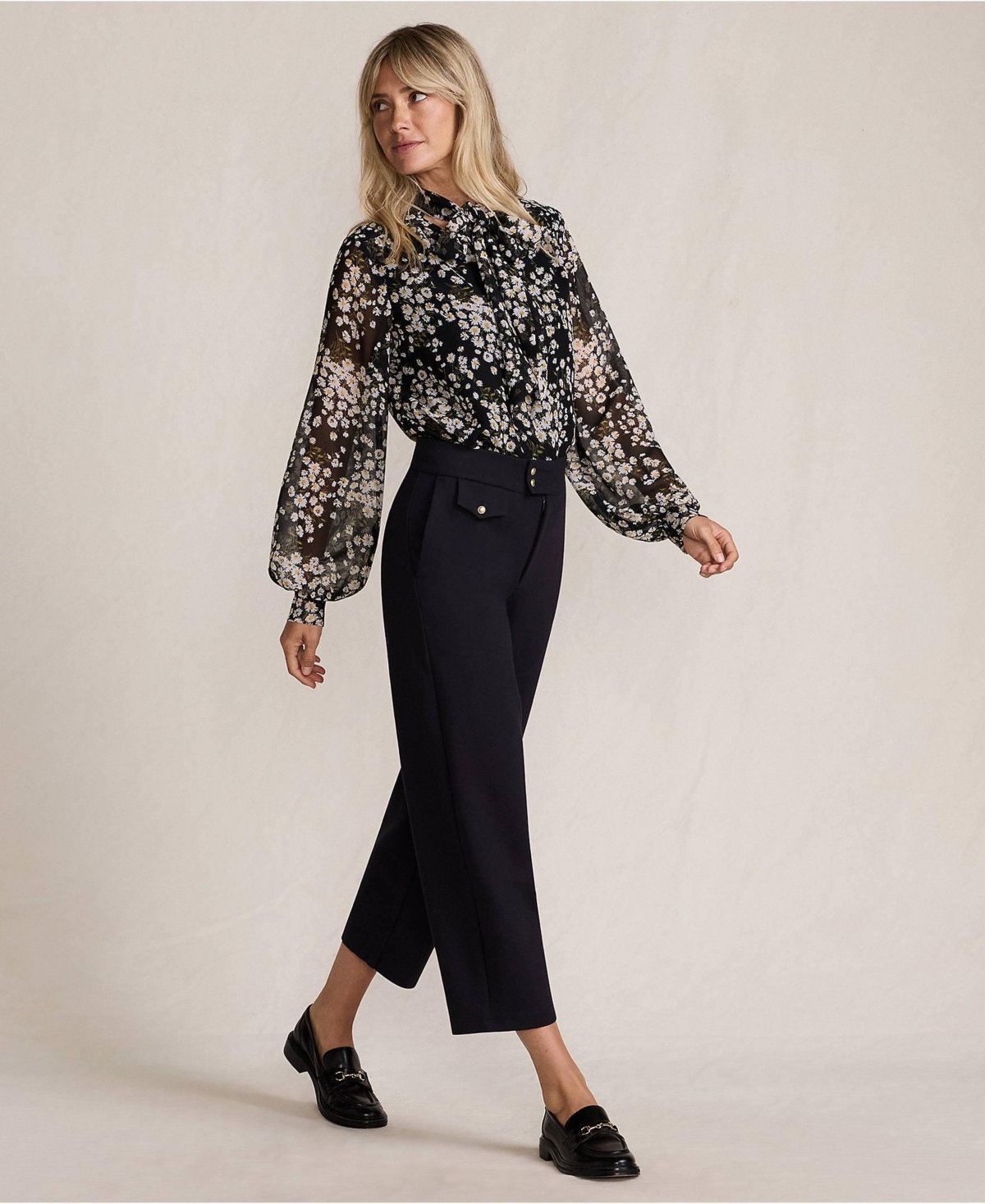 Lands' End Women's Ponte High Rise Straight Leg Crop Pants