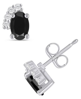 Gemstone and Diamond Earrings (1/10 ct. t.w.) in 10k White Gold (also in 10k Yellow Gold)