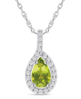 Gemstone and Diamond Halo Pendant Necklace (1/5 ct. t.w.) in 10k White Gold (also in 10k Yellow Gold)