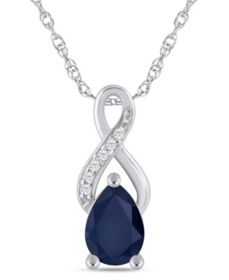 Gemstone and Diamond Accent Pendant Necklace in 10k White Gold