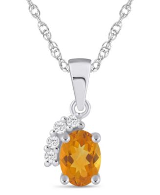 Gemstone and Diamond Pendant Necklace (1/20 ct. t.w.) in 10k White Gold (also 10k Yellow Gold)