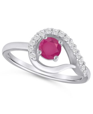 Gemstone and Diamond Ring (1/6 ct. t.w.) in 10k White Gold (also in 10k Yellow Gold)