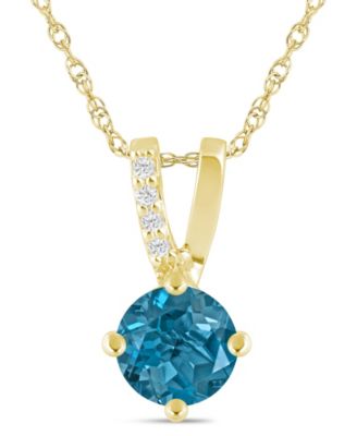 Gemstone and Diamond Pendant Necklace (1/10 ct. t.w.) in 10k White Gold (also in 10k Yellow Gold)
