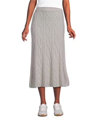 Women's Cozy Lofty Cable Fluted Midi Sweater Skirt