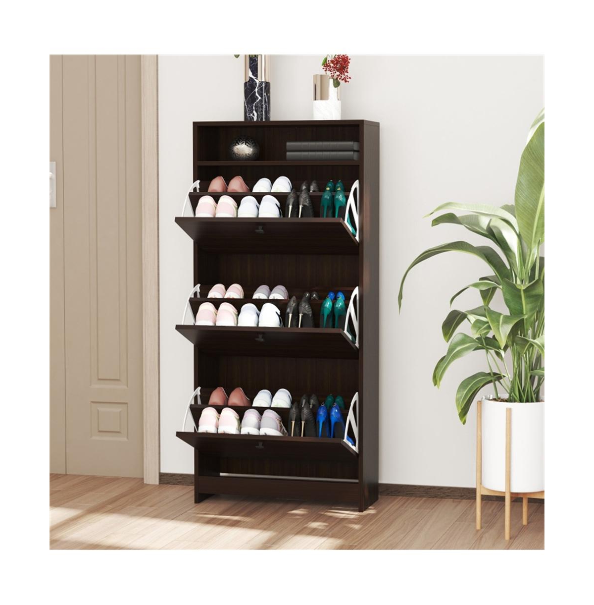 Modern Shoe Storage Cabinet with Drawers and Adjustable Shelves