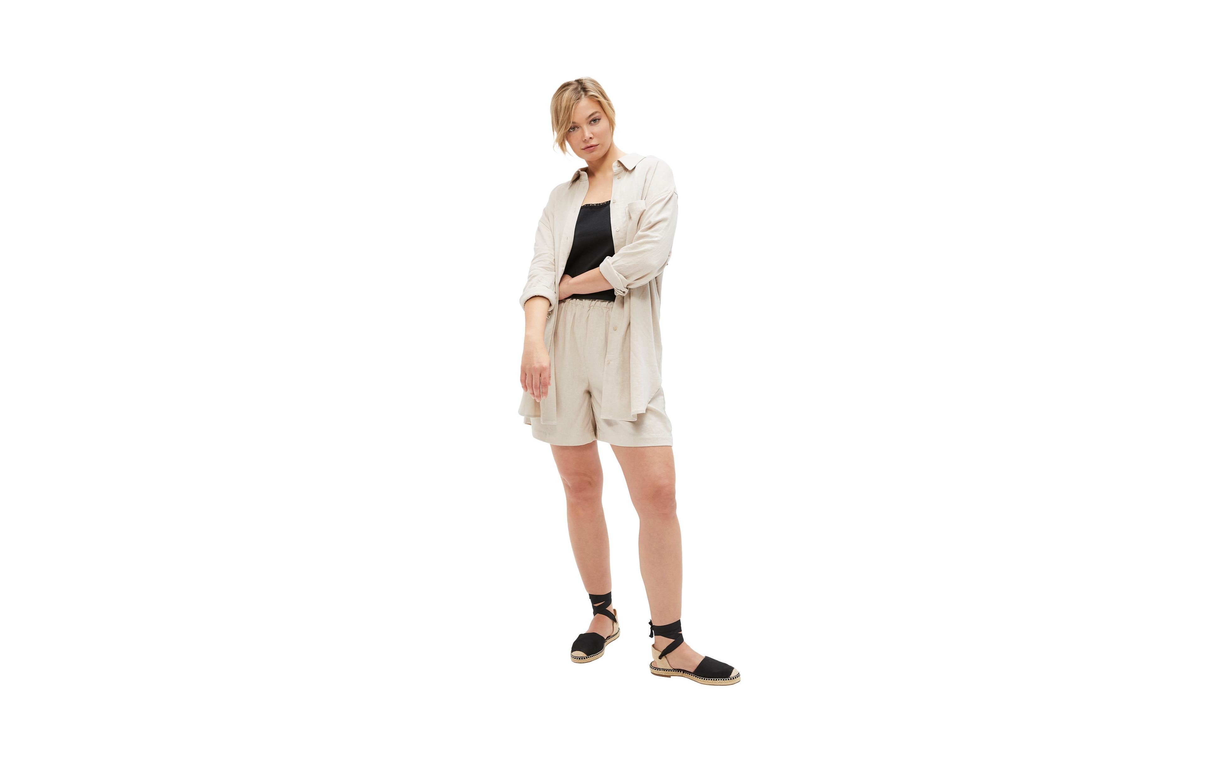 ellos Plus Linen-Blend Pull-On Elastic Waist Shorts