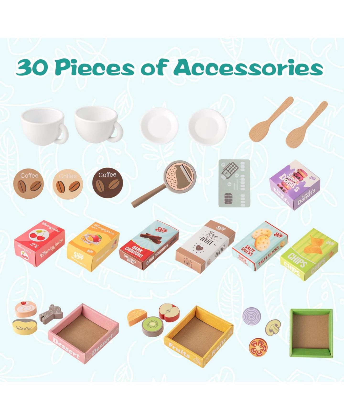 Детский игровой набор Mecale Grocery Store Vending Machine 30-Piece Playset, Ages 3+, цвет: Зелёный — фото 8