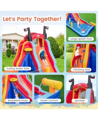 5-in-1 Inflatable Bounce House with 2 Water Slides and Large Splash Pool With 950W Blower