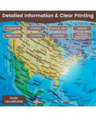 8 Inch Illuminated World Globe Night Light up Globe Lamp with Wooden Stand and HD Map