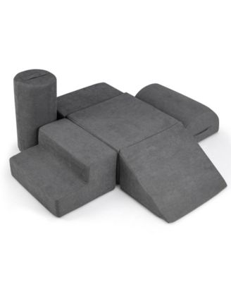 6-Piece Baby Climbing Blocks with 30D High-Density Foam and Carrying Handles-Gray