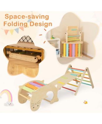 7-in-1 Indoor Climbing Toys for Toddlers with Reversible Ramp-Multicolor