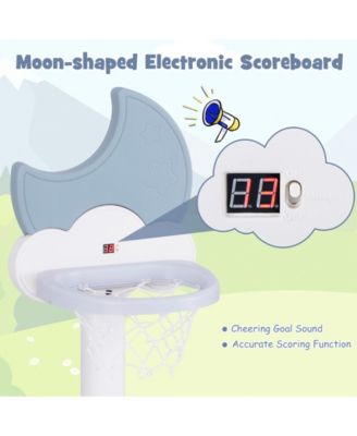 4-In-1 Kids Basketball Hoop with Moon-shaped Electronic Scoreboard and Play Set