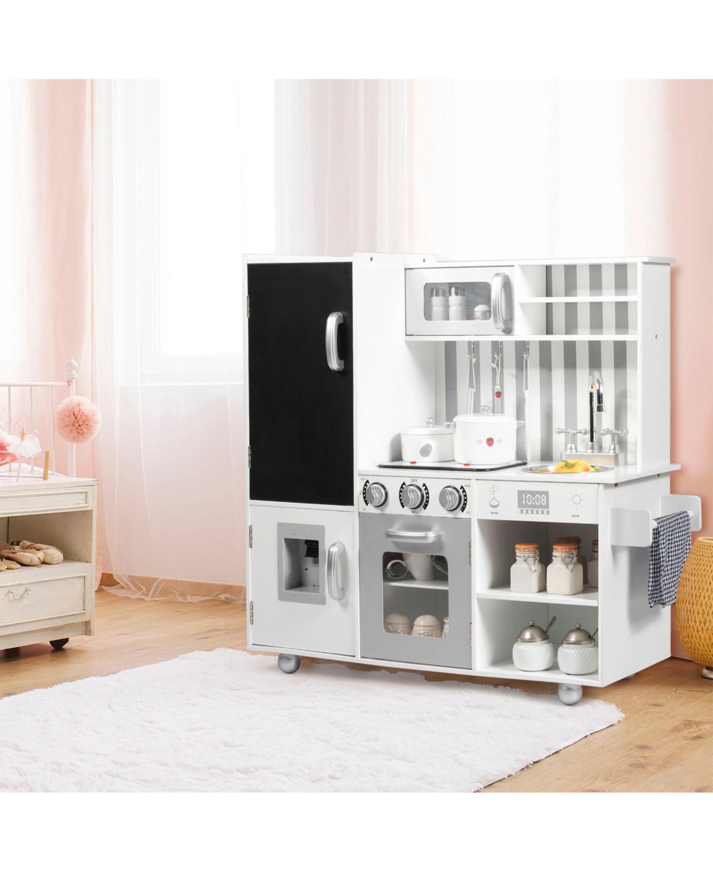 Детские игрушки SUGIFT Wooden Play Kitchen Set with Sound Effects, Ages 3+, цвет: Белый — фото 2