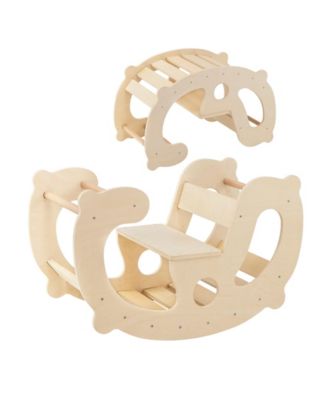 2-in-1 Rocking Horse Arch for Kids Montessori Climbing Toys with Arch Climber