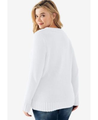 Plus Size Button Y-Neck Sweater