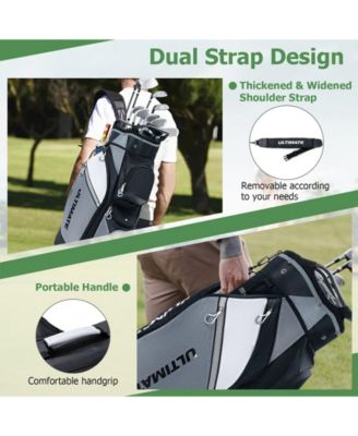 14-Way Golf Cart Stand Bag with Waterproof Rain Hood