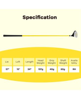 34 Inch 165CC Junior #3 Fairway Wood Golf Club with Fiberglass Shaft for Kids Ages 8-10