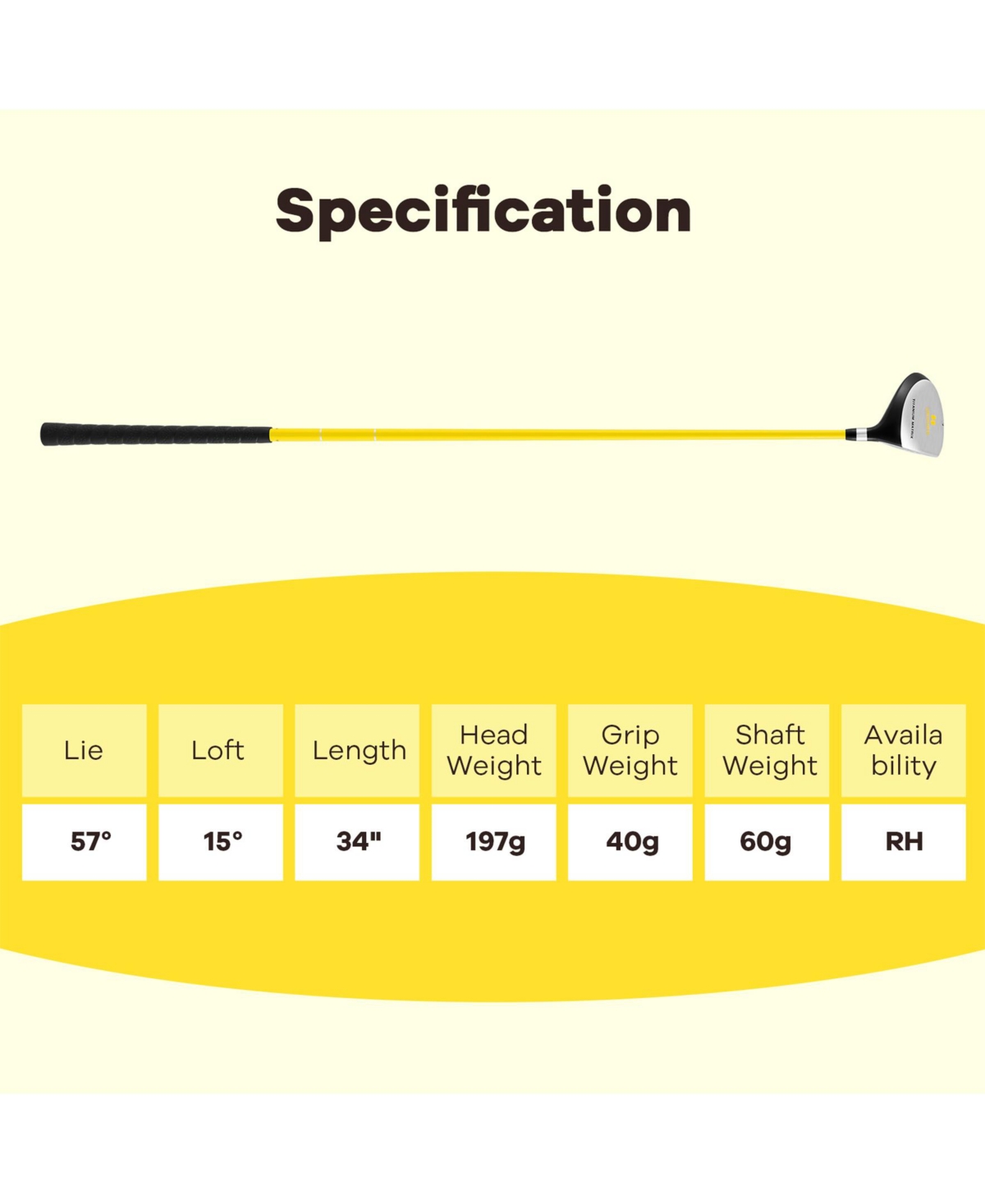 Sugift 34 Inch 165CC Junior #3 Fairway Wood Golf Club with Fiberglass Shaft for Kids Ages 8-10