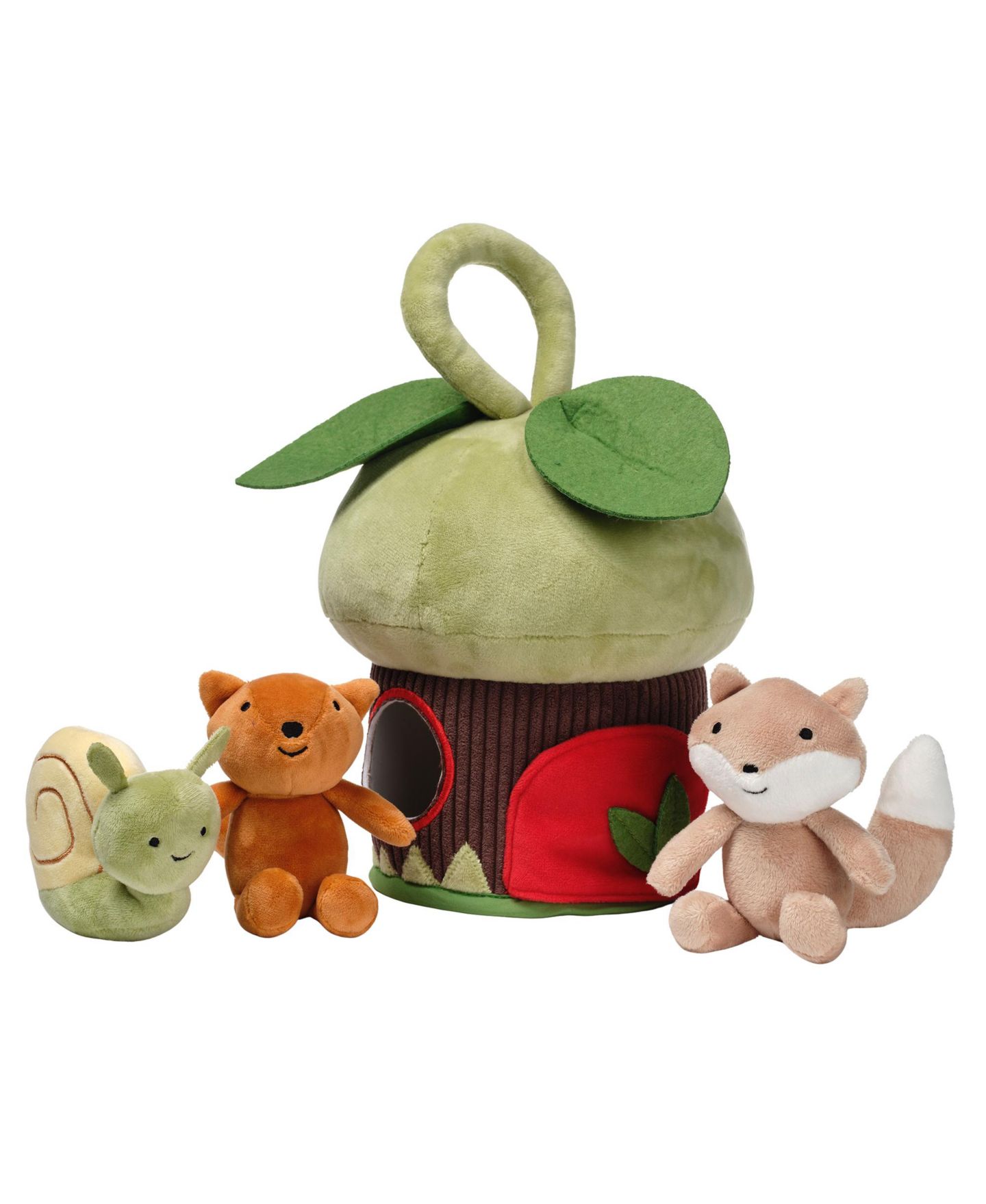 Детские мягкие игрушки Lambs & Ivy Fox, Squirrel, and Snail Treehouse 10.5" Interactive Plush, 4-Piece Set, цвет: Зелёный — фото 1