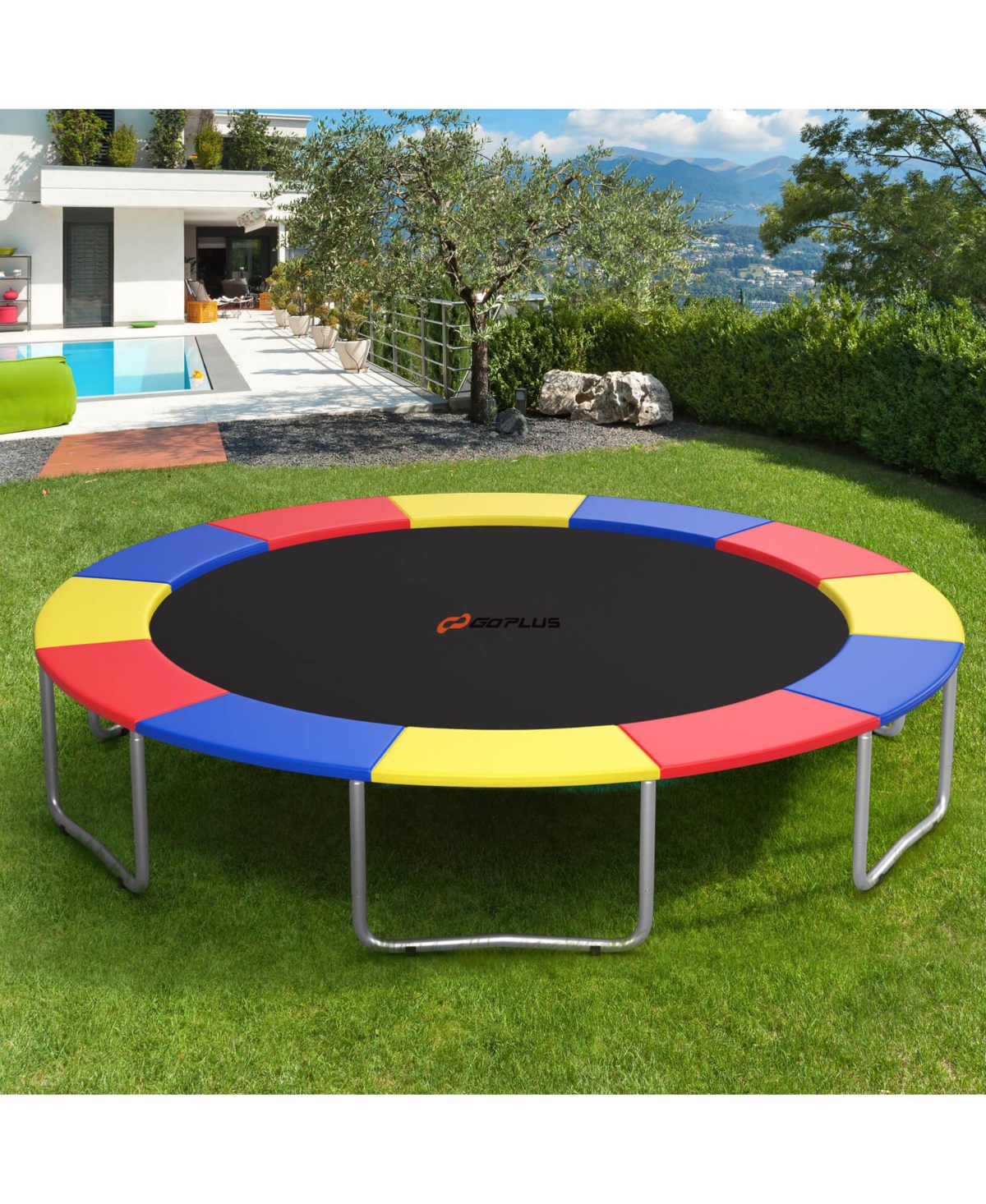 Costway 8FT Trampoline Spring Cover with Split Design Waterproof Surface Epe Foam Padding