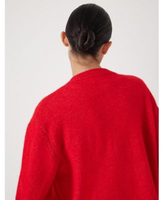 Women's Crew Neck Boxy Wool Blend Cardigan Sweaters