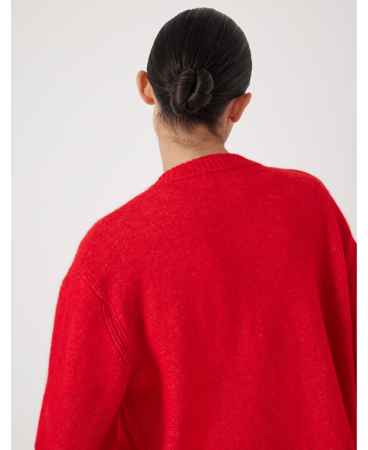 Hush Women's Crew Neck Boxy Wool Blend Cardigan Sweaters