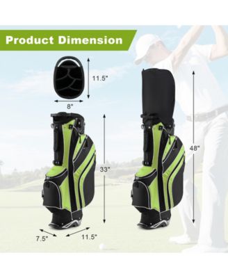 Golf Stand Cart Bag with 6-Way Divider Carry Pockets-Green
