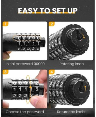 Combination Bike Lock Cable, 5-Digit Resettable High Security Anti-Theft Lock with Mounting Bracket for Bikes and Scooters -12mm Shackle