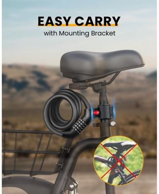 Combination Bike Lock Cable, 5-Digit Resettable High Security Anti-Theft Lock with Mounting Bracket for Bikes and Scooters -12mm Shackle