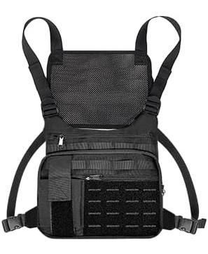 Lightweight Tactical Chest Bag, Water-Resistant Running Vest Pack with Phone Holder for Men & Women (Graphite)